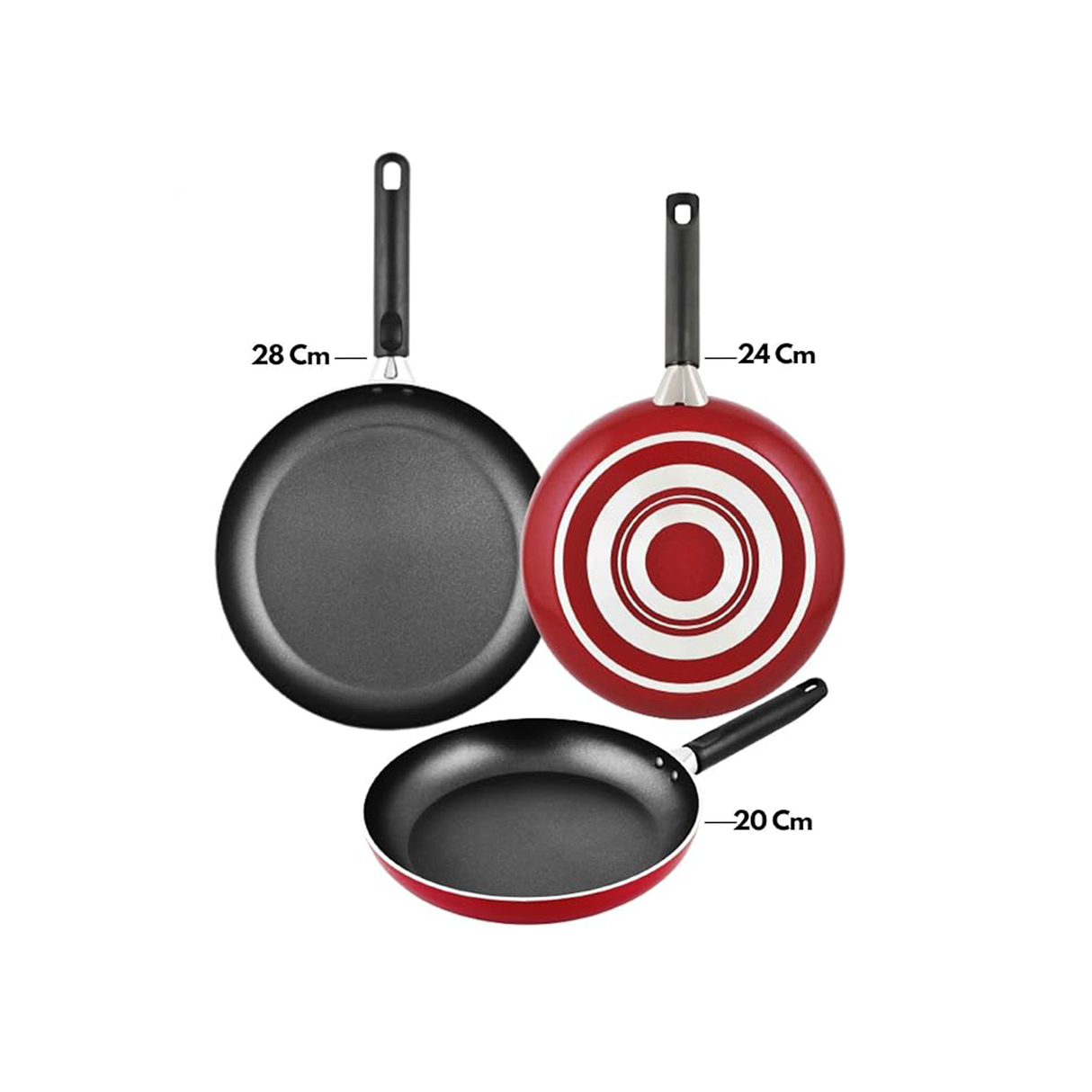 برستيج طقم 3 مقلاة مقاس 20، 24، 28 سم - أحمر