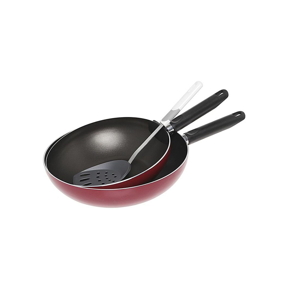 Prestige Wok Pan 26, 30 Cm Set Of 2 With Tool - Red