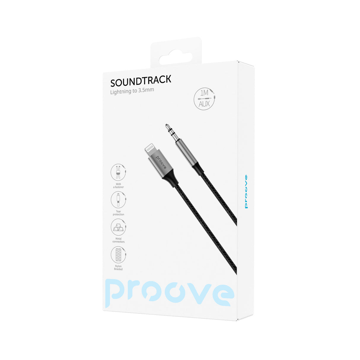 Proove - Cable SoundMesh AUX Lightning to 3.5mm (1m) - Grey - Zayoom