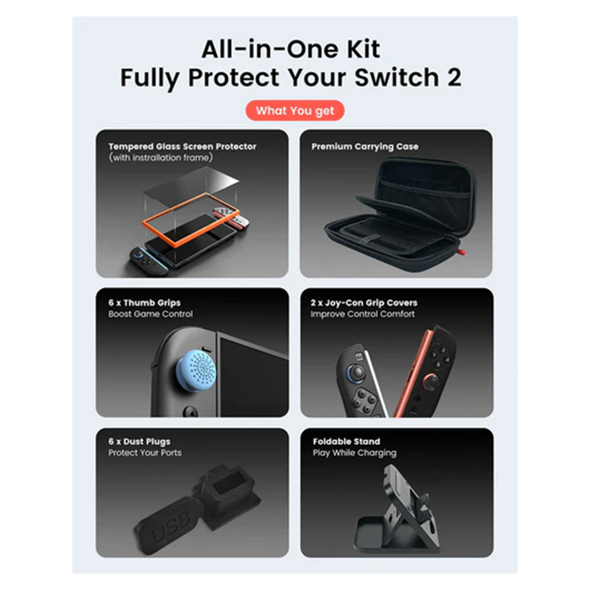 Transnovo Protective Hard Portable Travel Carry Case with accessories for Nintendo Switch 2