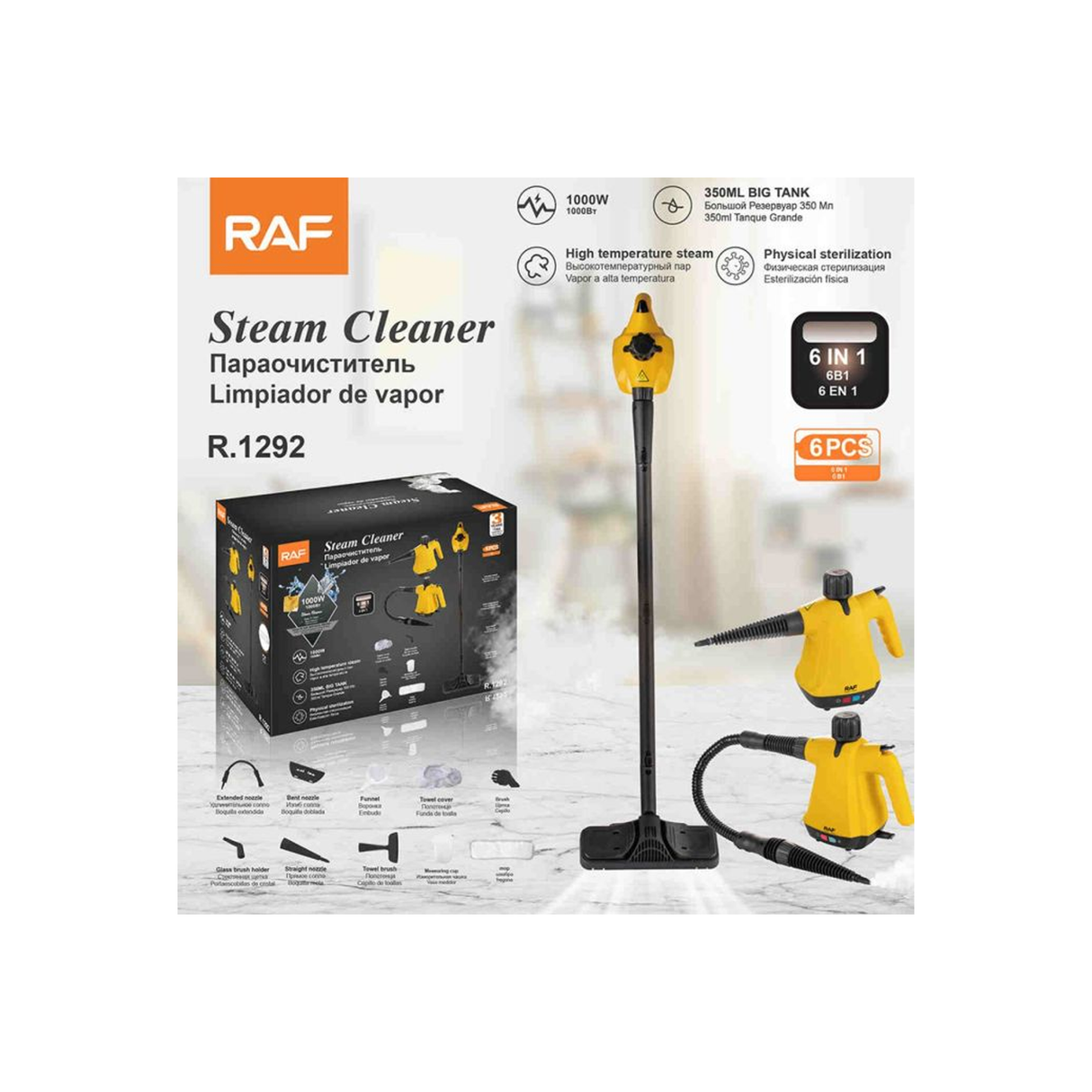RAF 11-in-1 High Pressure Steam Cleaner 1000W - 350ml