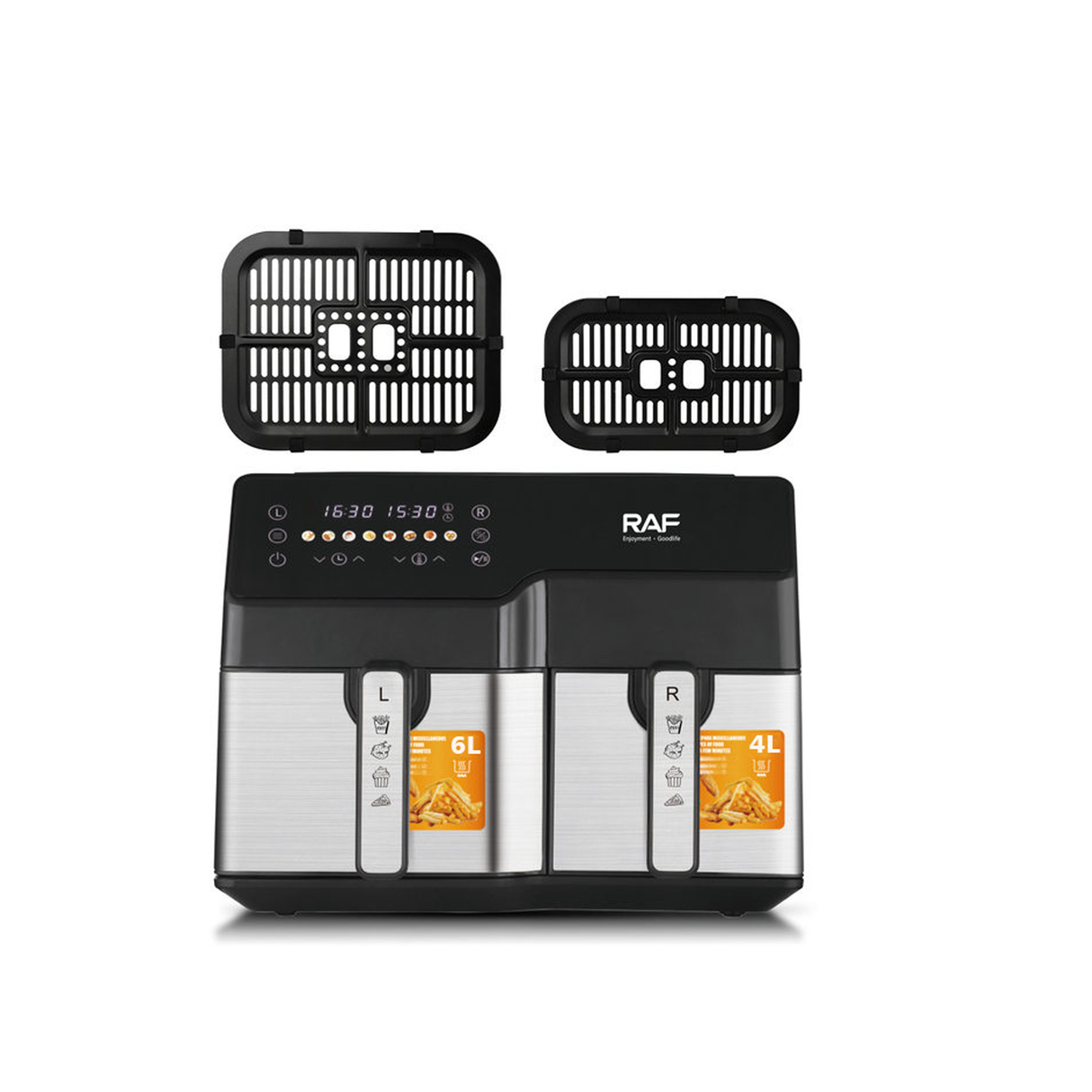 RAF 5.5L + 3.5L Dual Baskets Digital Air Fryer With 2-Zone Cooking & LCD Display - 2500W