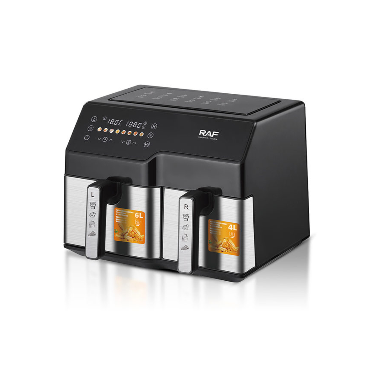 RAF 5.5L + 3.5L Dual Baskets Digital Air Fryer With 2-Zone Cooking & LCD Display - 2500W