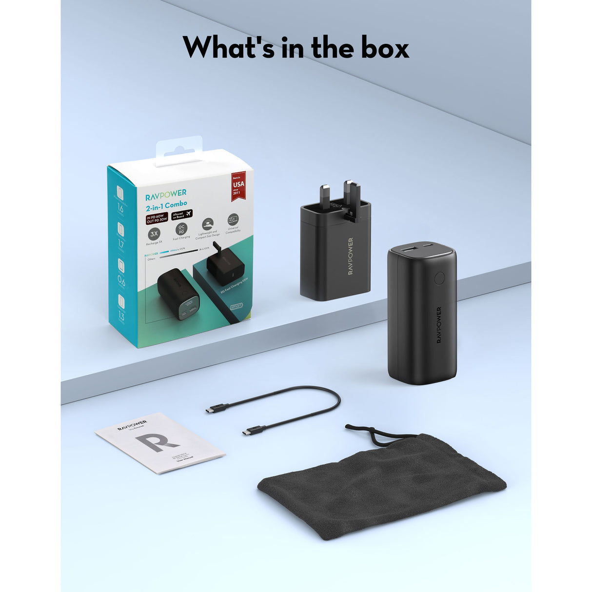 RAVPower RP-PB208 Super + PD Pioneer 10400mAh 30W Power Bank & 65W Charger Combo