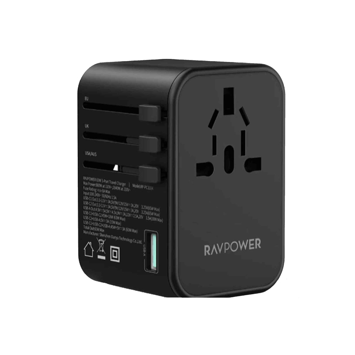RAVPower RP-PC1034 PD Pioneer 65W 3-Port Travel Charger - Zayoom