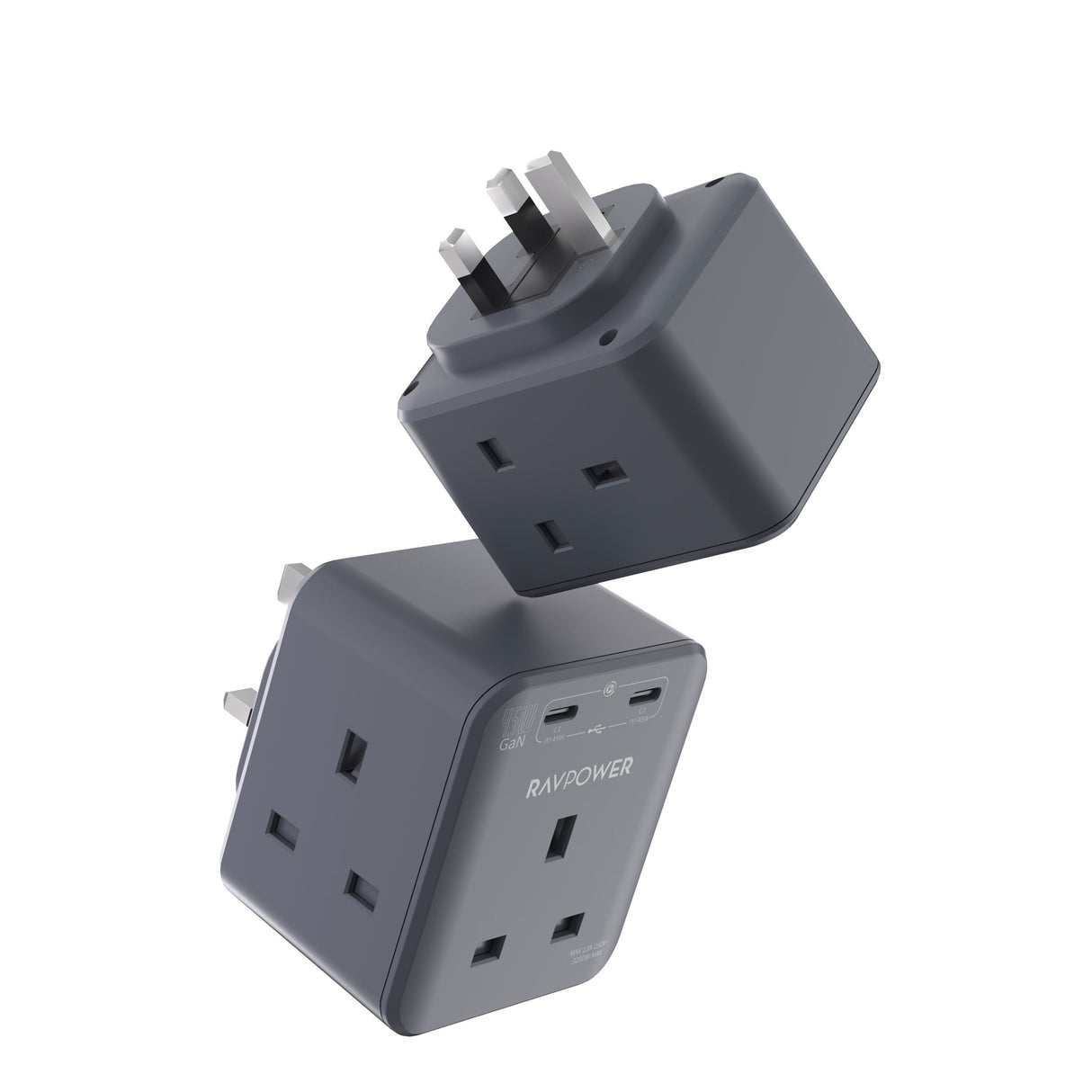 RAVPower RP-PC1066 - GaN 45W Power Outlet Extender With 3 AC Outlets and 2 USB-C