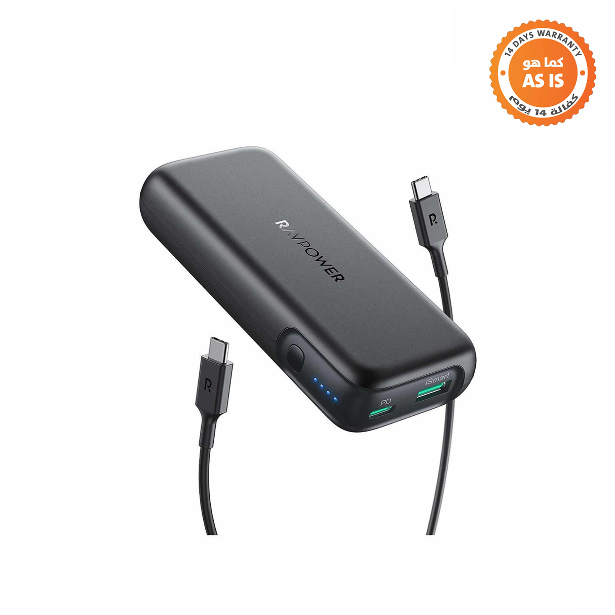 راف باور RP-PB186 بي دي بايونير باور بنك 29 واط ثنائي المنافذ - أسود - كما هو