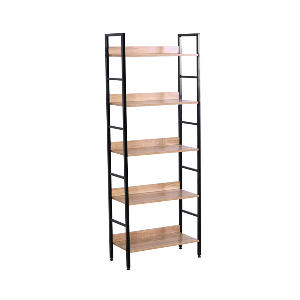 Ramon Bookcase – Wood & Black Steel, 60 × 28 × 160 cm