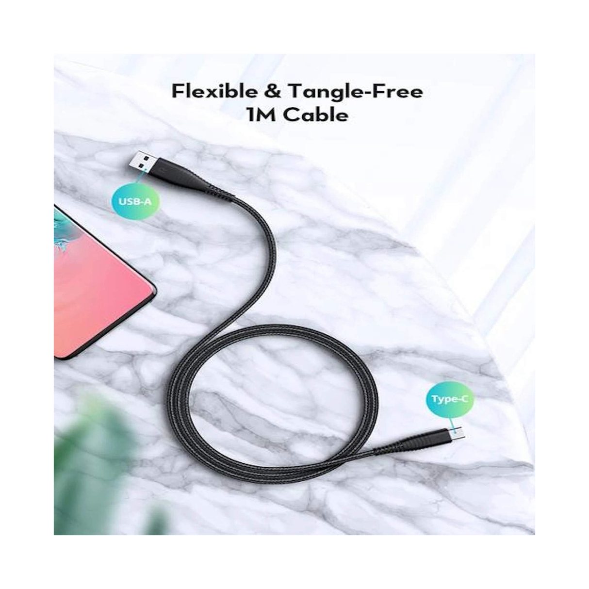 Ravpower RP-CB046 USB-A Type C 3.3FT/1M Cable - Black