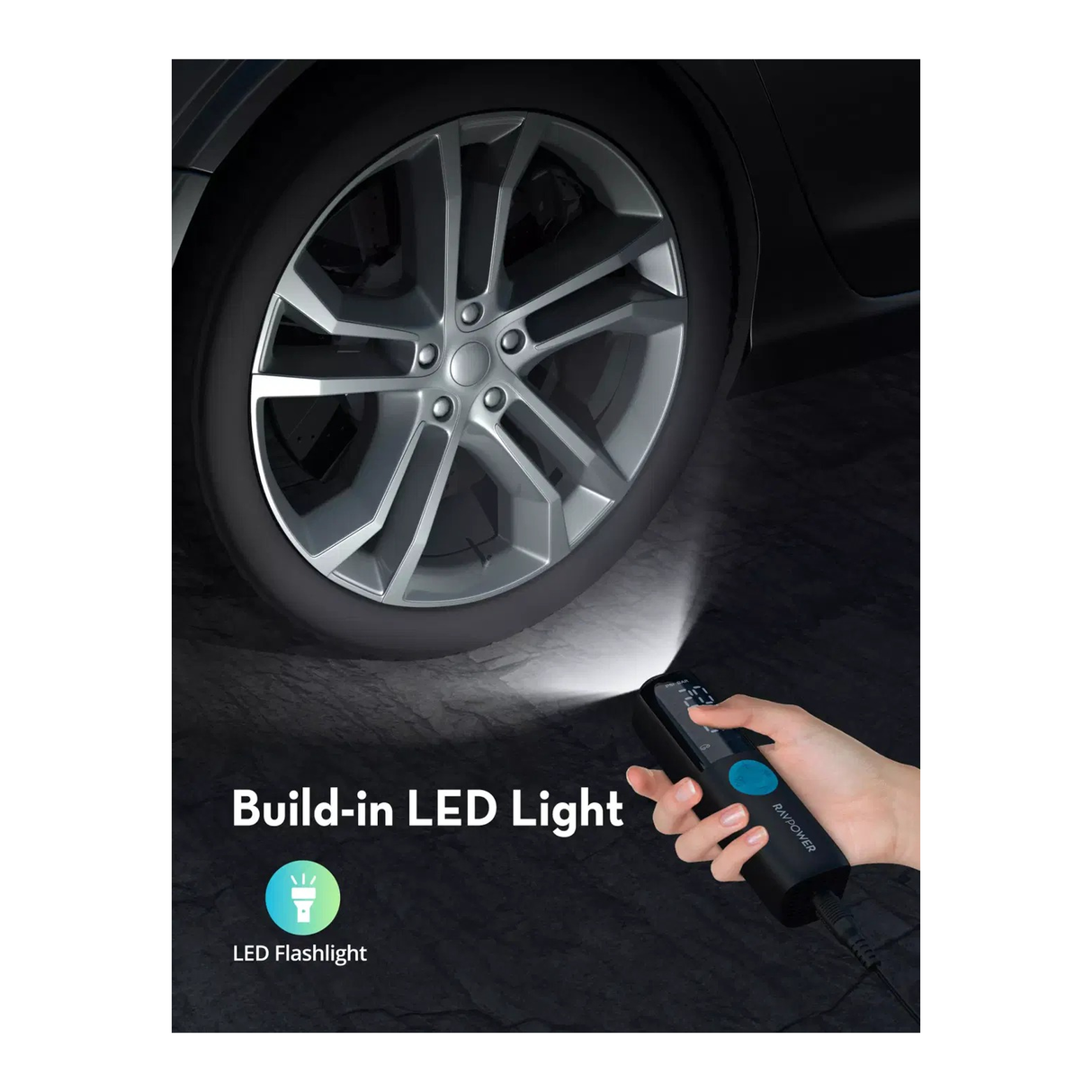 راف باور RP-PC1084 منفاخ إطارات سمارت للسيارة – أسود