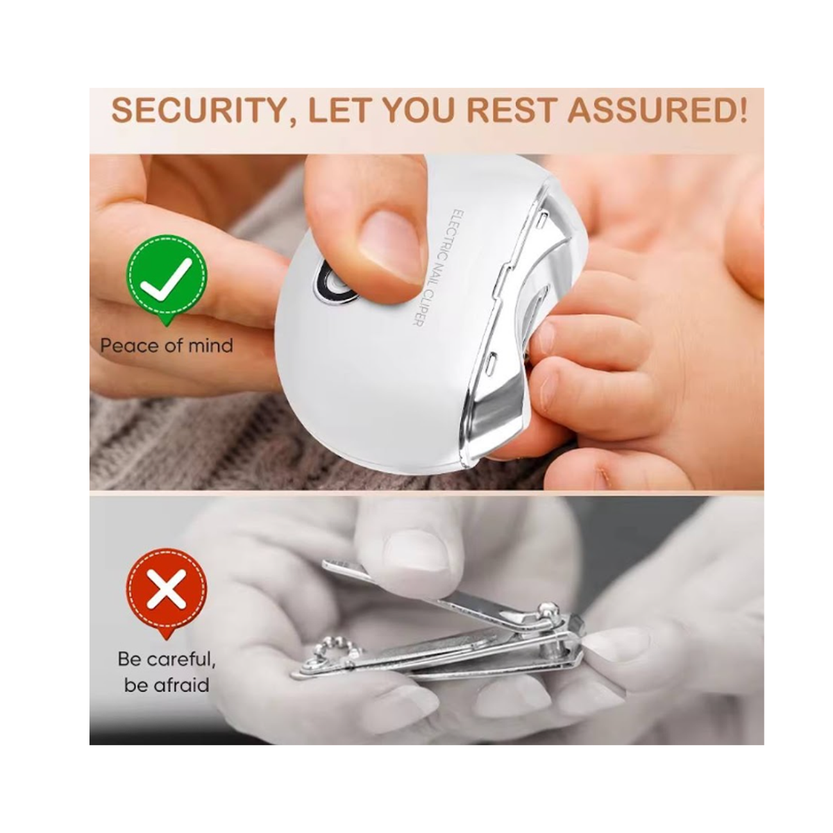 Rechargeable Electric Nail Clipper With 3-Speed Precision Trimming - Nail Debris Storage - LED Light and USB-C Charging - 500 mAh Battery - White