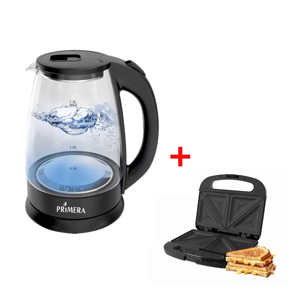 بريميرا غلاية زجاجية + صانعة شطائر
