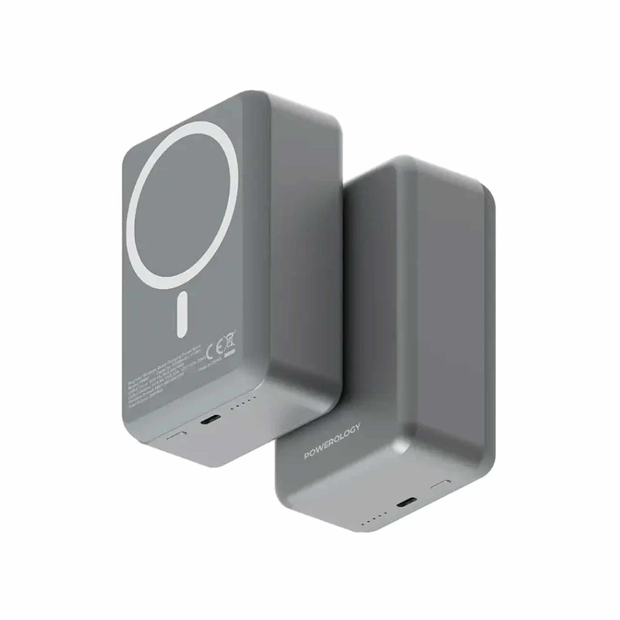 باورولوجي المصنوع من الألومنيوم بسعة 30000 مللي أمبير مع نظام ماجسيف باوربانك - رمادي