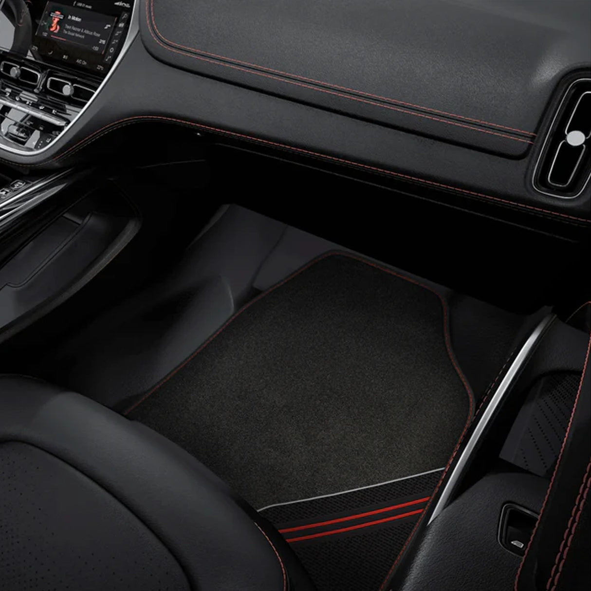 ريد بول ريسينج سجاد + دواسات سيارة PVC – طقم كامل مكوّن من 4 قطع، باللونين الأسود والأحمر