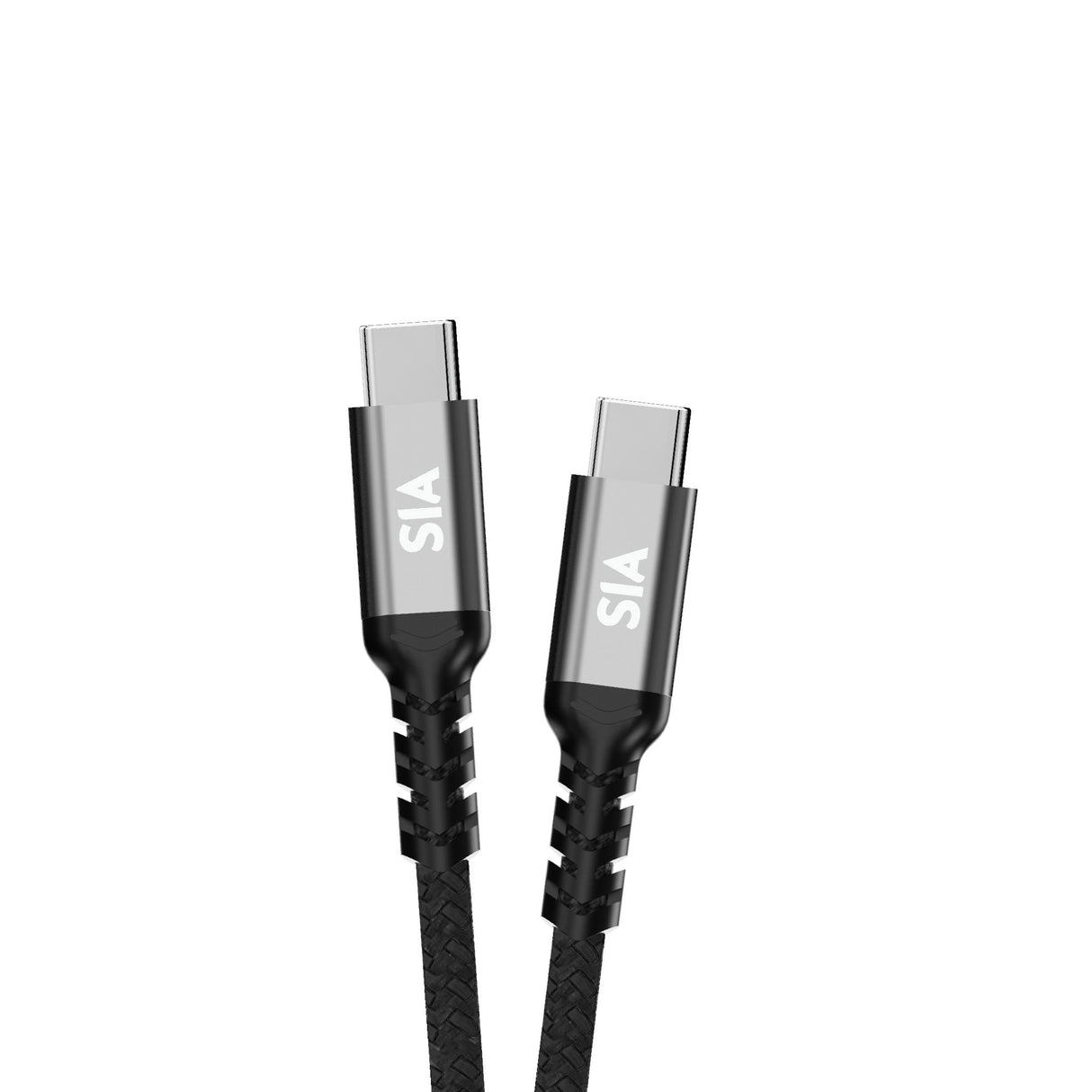 SIA Braided C-C 100W Cable With 10GBPS Data Transmission Support Video And Audio, Emark Ic - 1.0m Black With Gray Shell