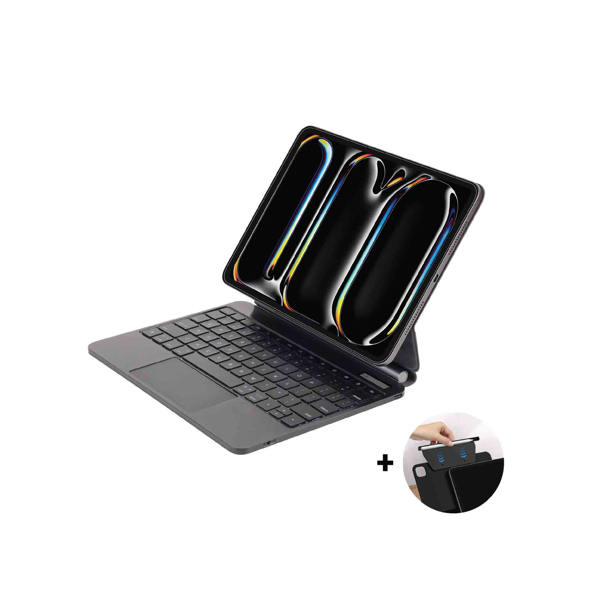 SIA MagKeyboard - SIMGKB13M4 - Magnetic Keyboard 6 lines layout For iPad Pro 13 Inch 2024 with Pencil Holder - Black AR/ENG - Zayoom
