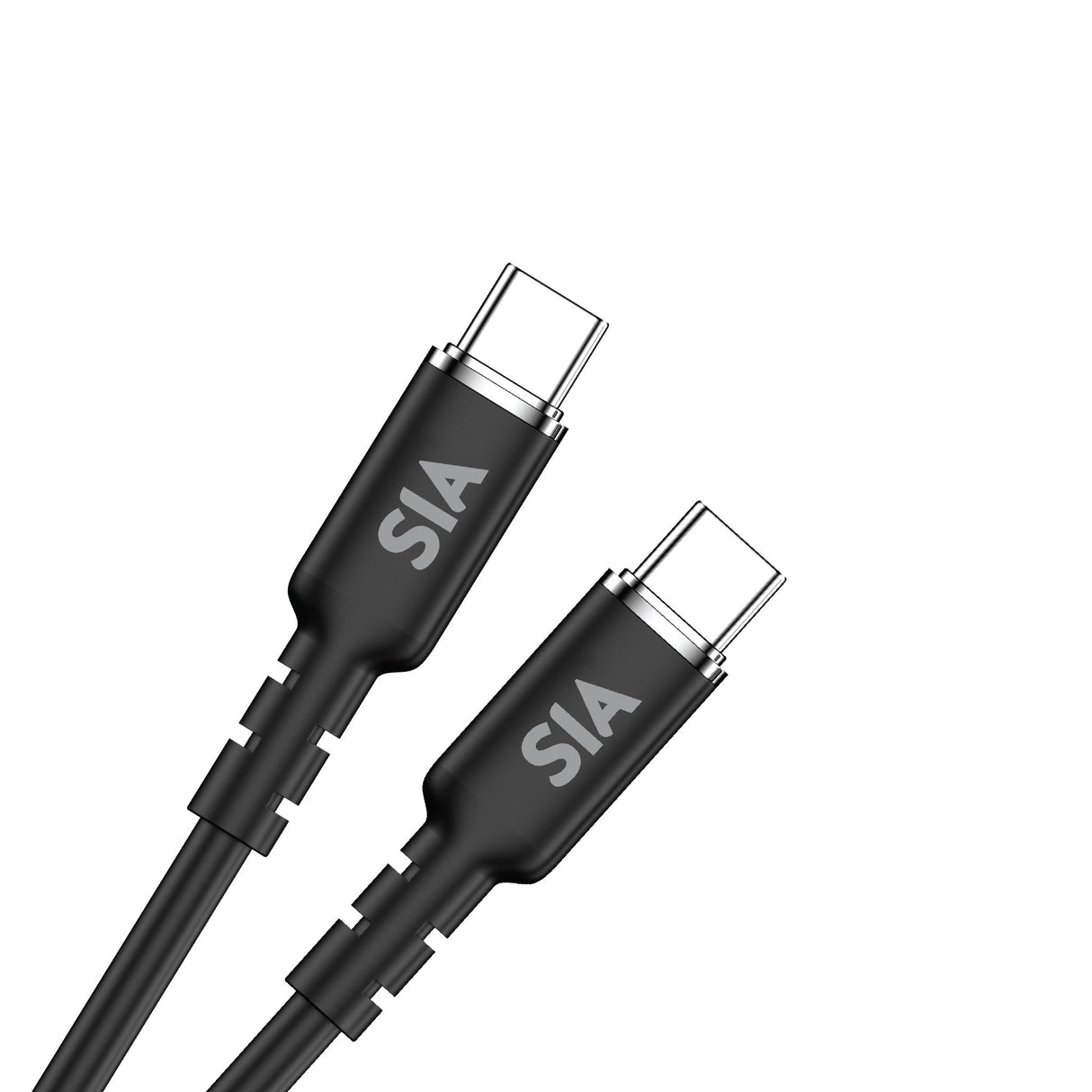 SIA Silicone Type-C To Type-C Cable 60W 1.2m - Black