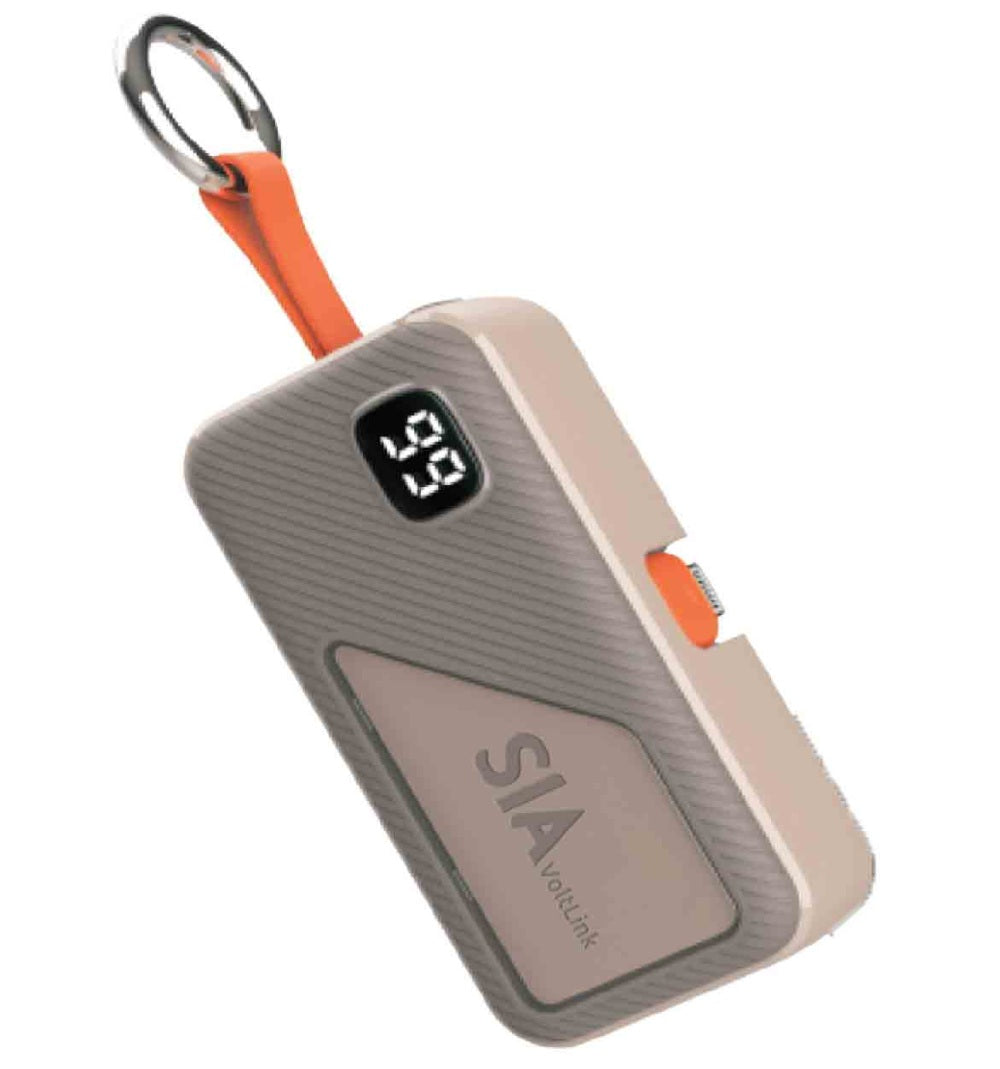 SIA Volt Link SIPBPLGL5-BEG Mini Power Bank Lightning and Type-C Plug PD 20W 5000mAh - Beige - Zayoom