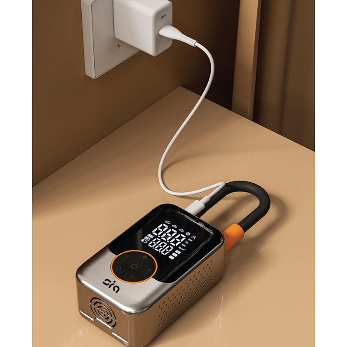 سيا مضخة هواء كهربائية مزدوجة الاستخدام لاسلكية مع شاشة رقمية ومدخل USB
