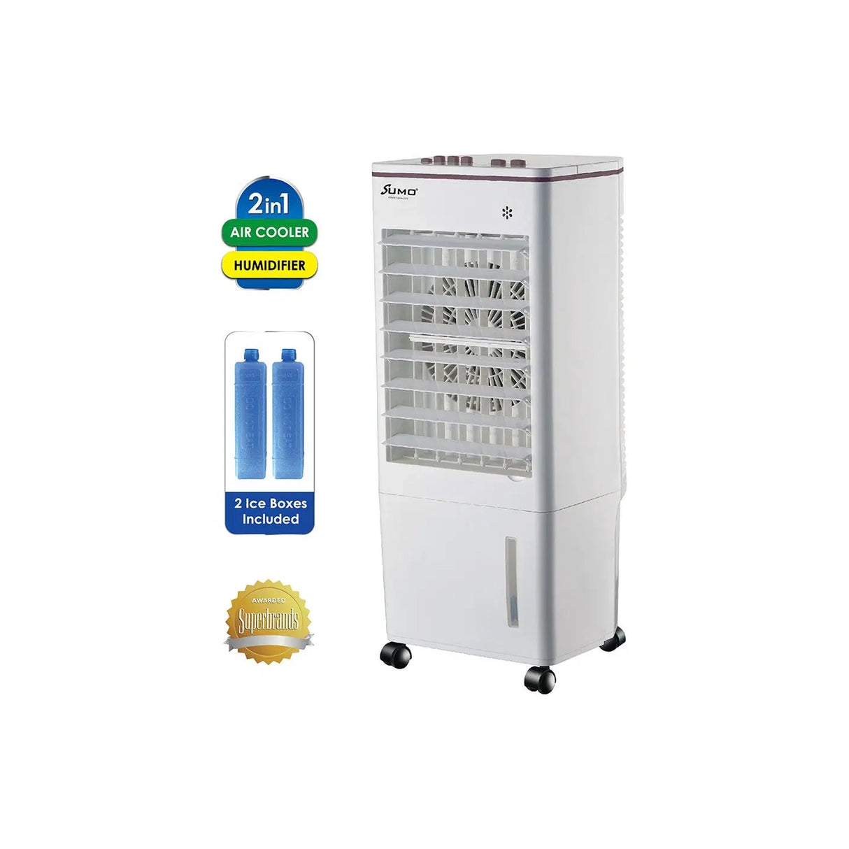 SUMO Portable Air Cooler 8L Capacity 3 Speed Control Wheels - SM-138