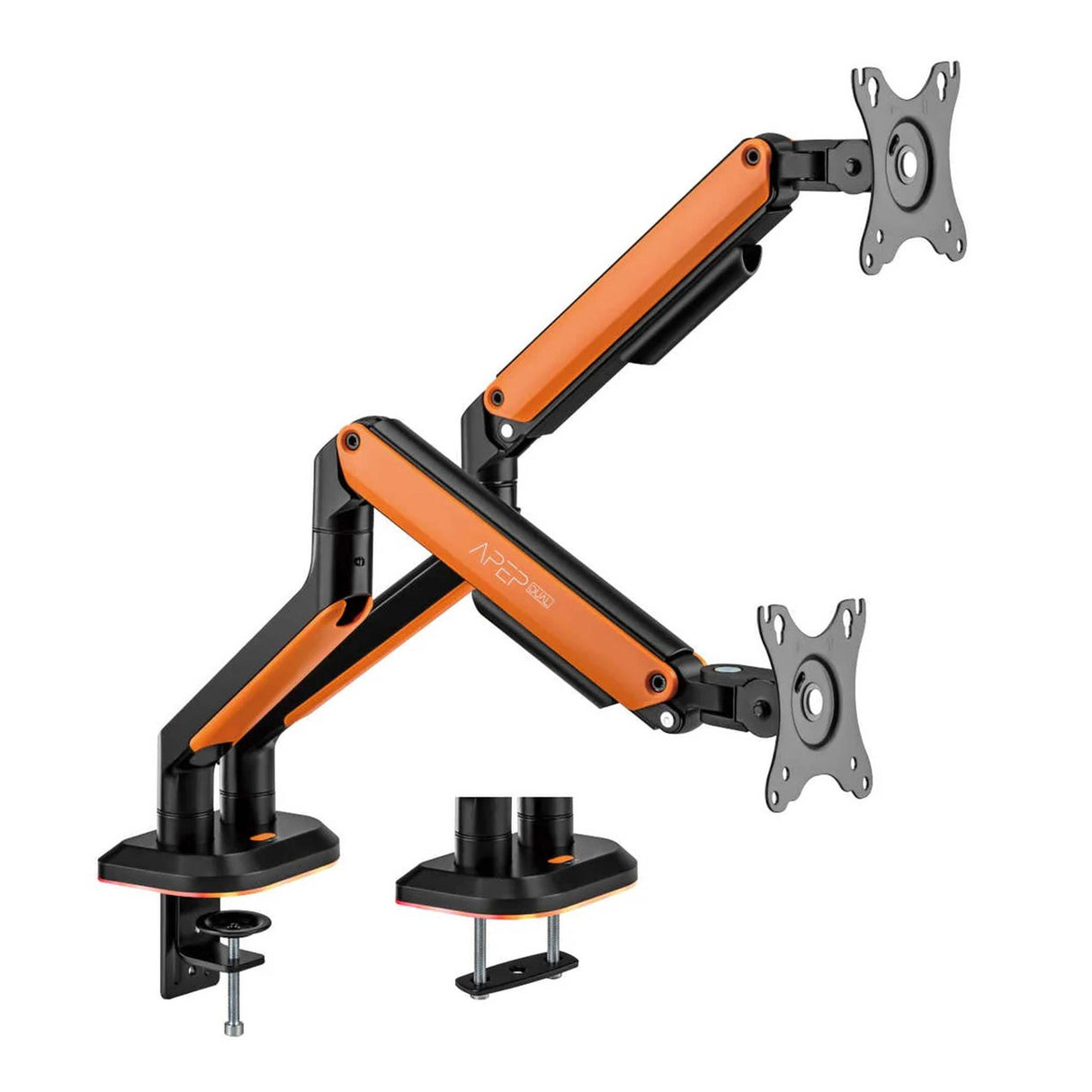 Sades Apep RGB Dual Monitor Mount Arm for Gaming & Office Arm Fit Screen Size 17"-32" - Orange - Zayoom