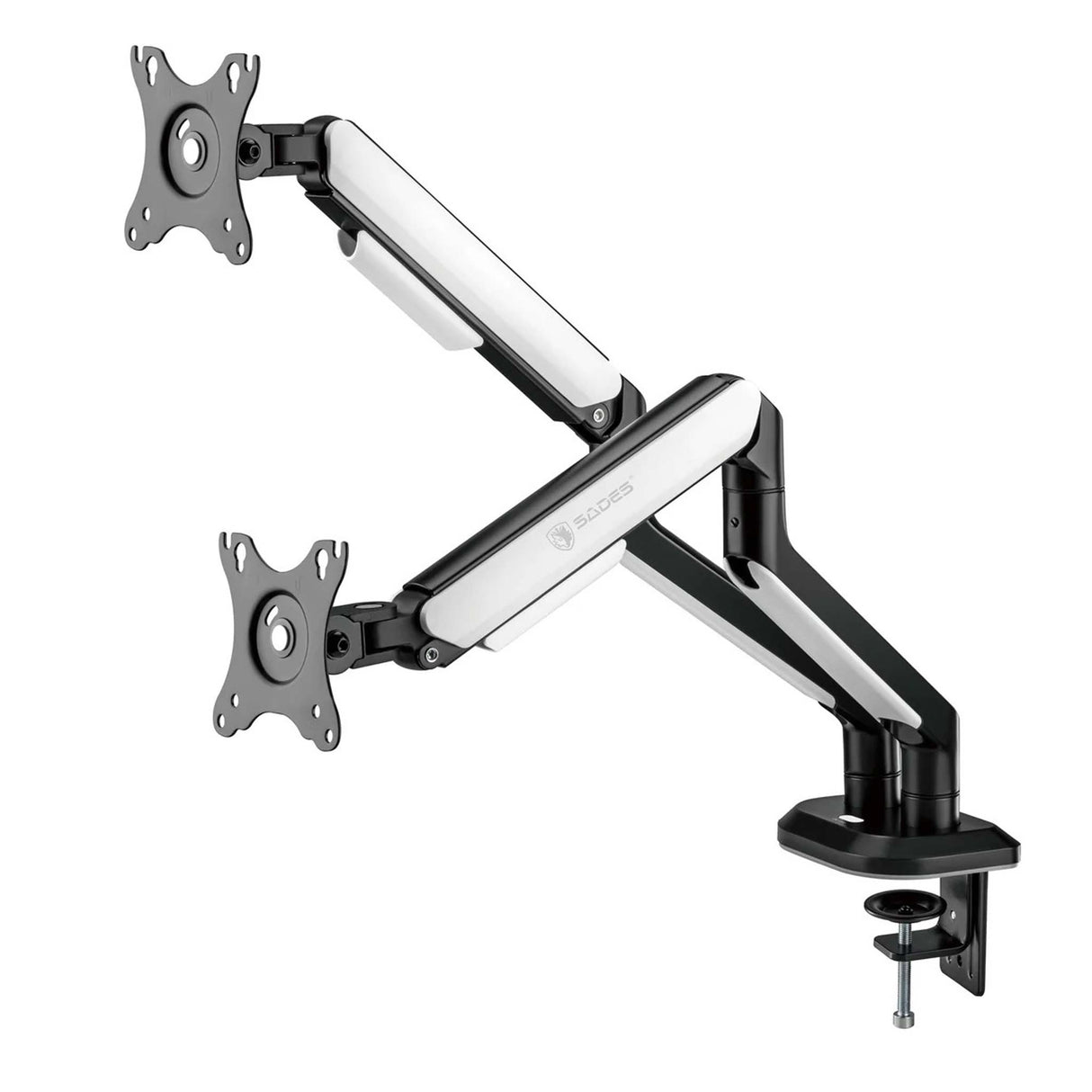 Sades Apep RGB Dual Monitor Mount Arm for Gaming & Office Fit Screen Size 17"-32" - White - Zayoom