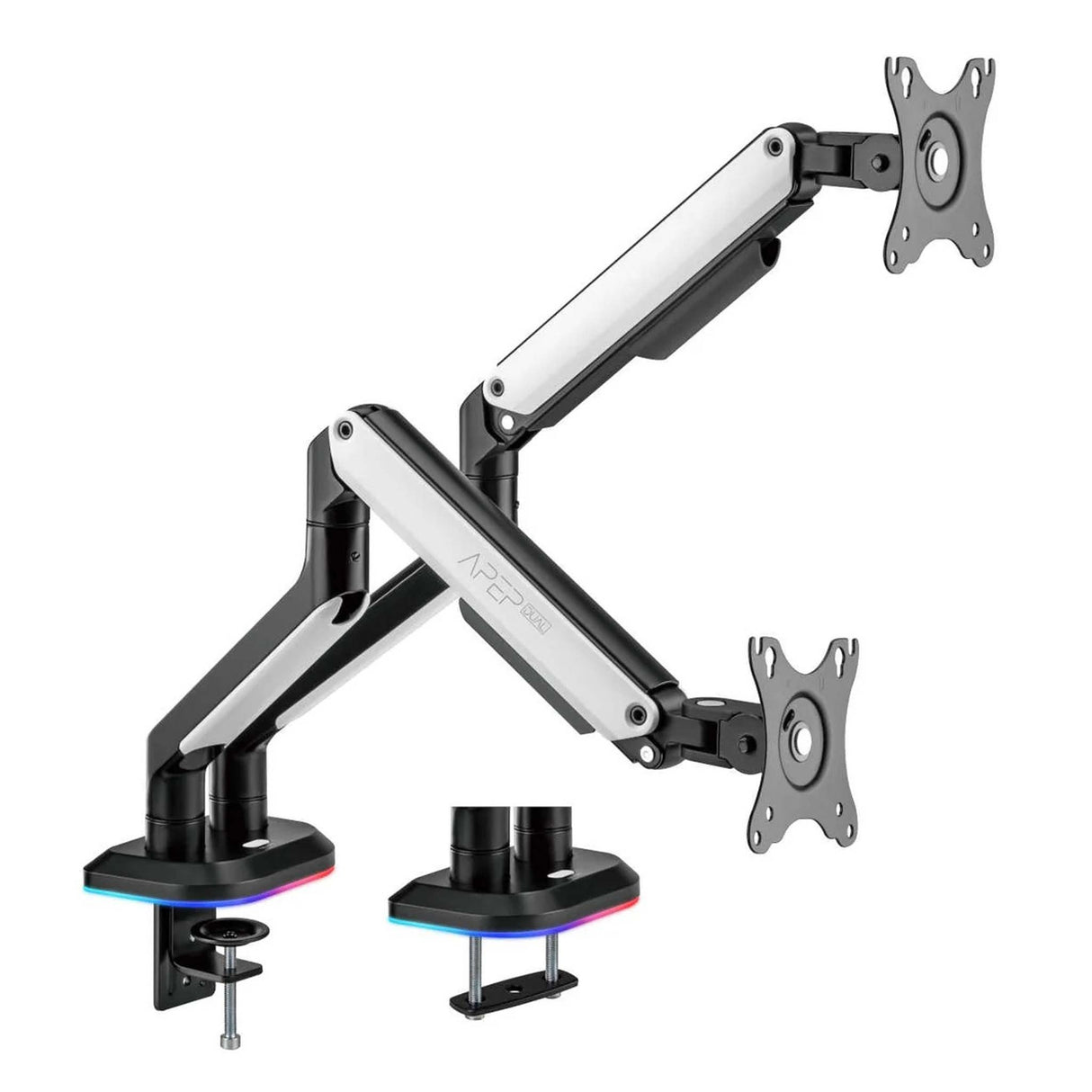 Sades Apep RGB Dual Monitor Mount Arm for Gaming & Office Fit Screen Size 17"-32" - White - Zayoom