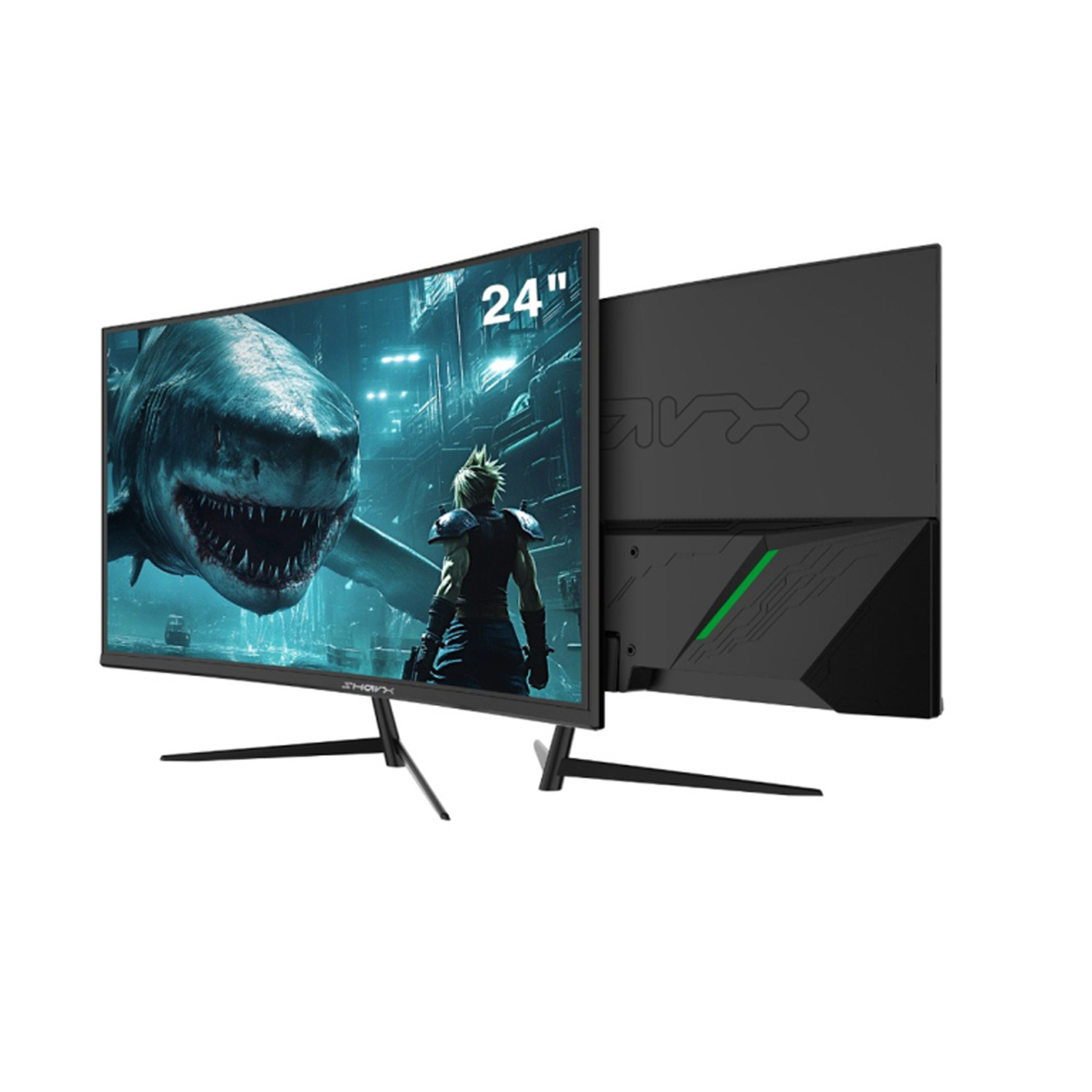 شاركس جوز 24 اف180في سي بقياس 24 بوصة بدقة فل اتش دي في إيه ومعدل تحديث 180 هرتز وزمن استجابة 1 مللي ثانية مزودة بمنفذ إتش دي إم آي 2.1 وإضاءة خلفية متزامنة وتدعم تقنيتي فري سينك وجي سينك شاشة منحنية مخصصة للألعاب