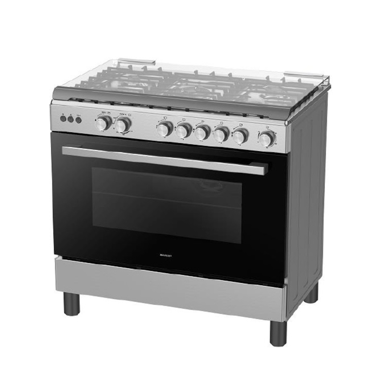 Sharp Gas Cooker 90x60cm 5 Burners, Stainless Steel