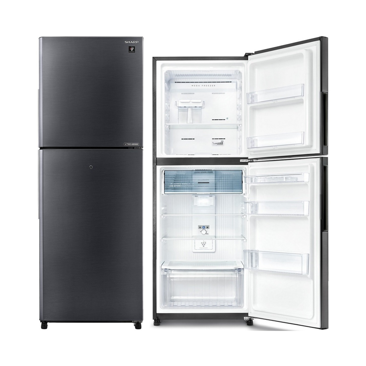 Sharp Top Mount 370L 13CFT Refrigerator - Dark Silver - Zayoom