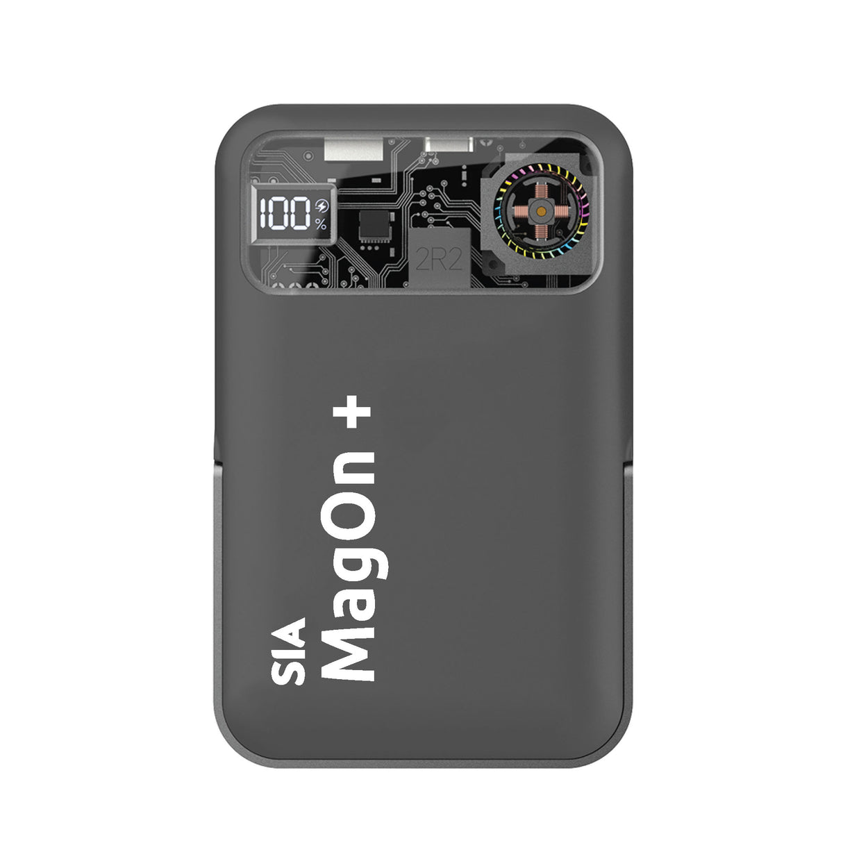 SIA Magnetic Power Bank With Built In Rgb Cooling Fan PD 20W - Wireless Charging 15W - 10000mAh - Gray