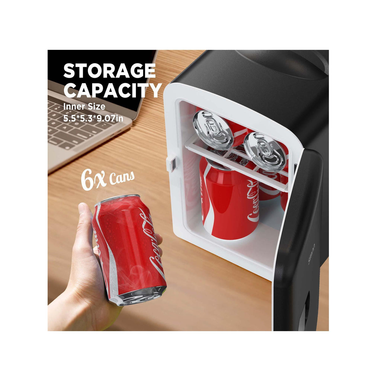 Silonn Cooler and Warmer Compact Mini Fridge 4L - Black - Zayoom