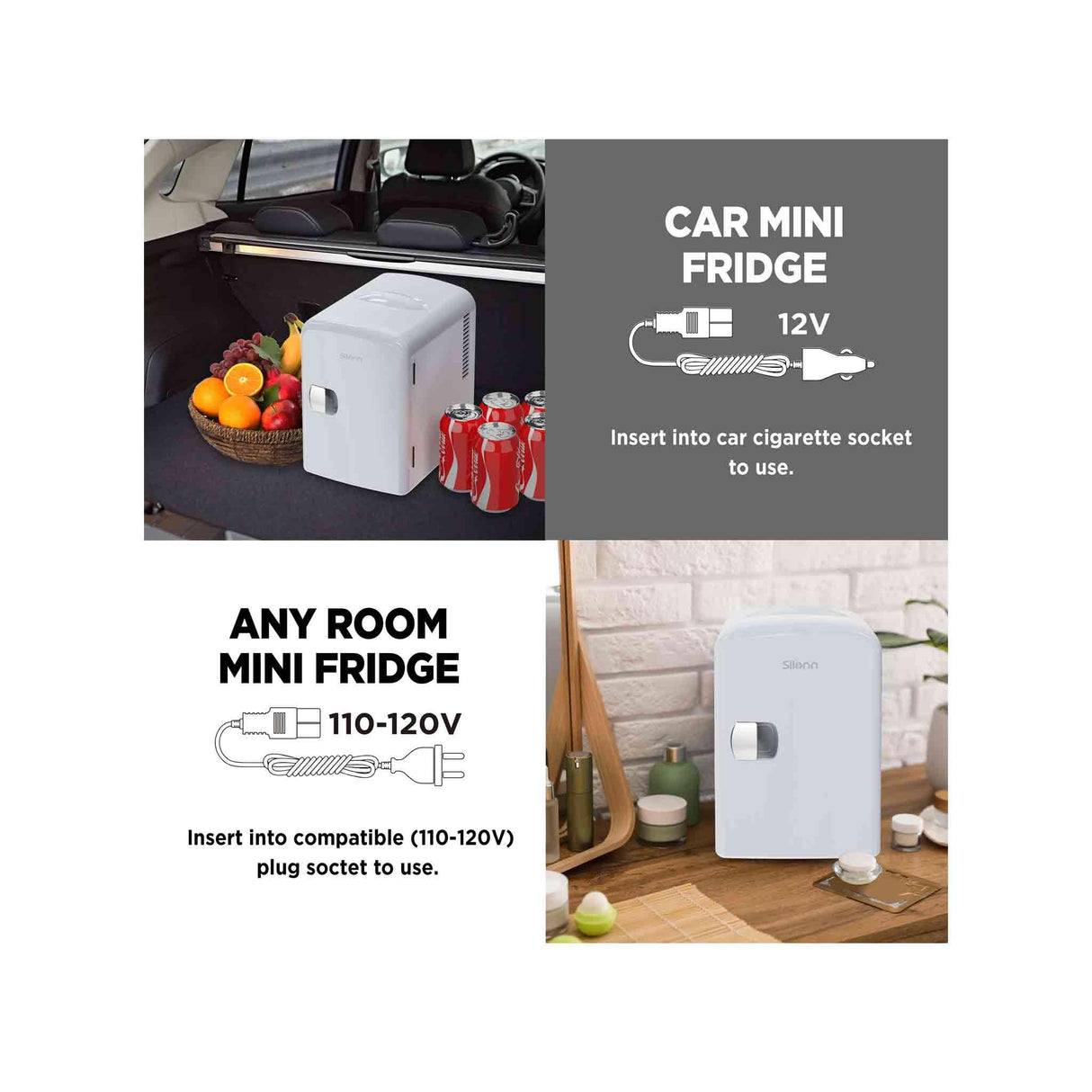 Silonn Cooler and Warmer Compact Mini Fridge 4L - White - Zayoom