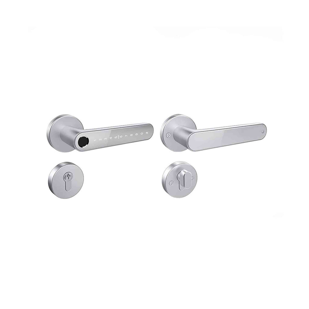 Smart Lock Intelligent Door Handle With Tuya App - Wooden Doors - Silver - Zayoom