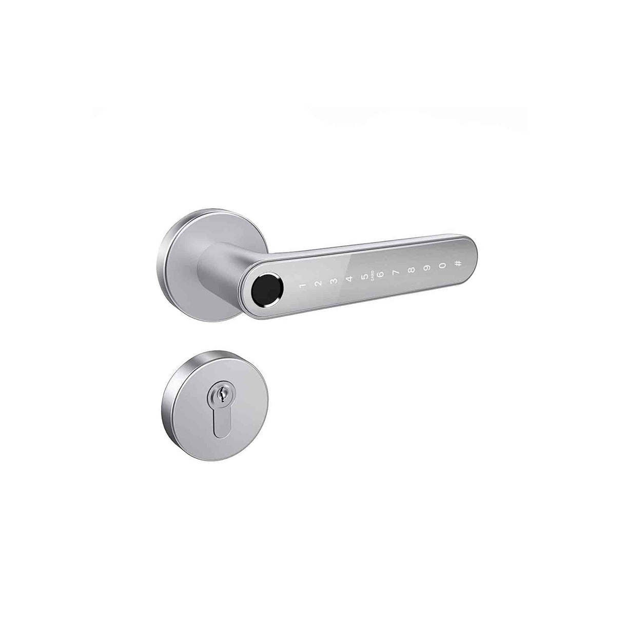 Smart Lock Intelligent Door Handle With Tuya App - Wooden Doors - Silver - Zayoom