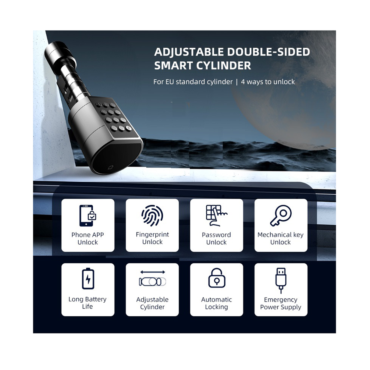 قفل أسطواني سمارت للأبواب الخشبية – 5 طرق فتح سمارت