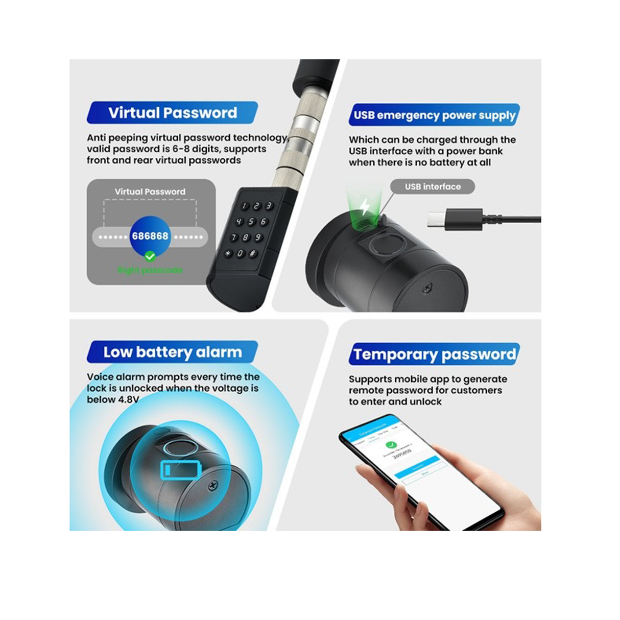 قفل أسطواني سمارت للأبواب الخشبية – 5 طرق فتح سمارت