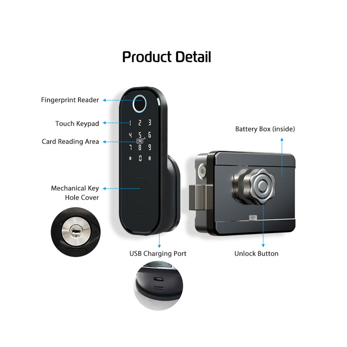 قفل خارجي سمارت للبوابات المعدنية VD08