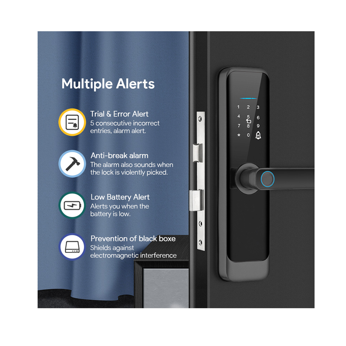 Smart TTlock for the Wooden Doors A270-GP - Silver/Black Color