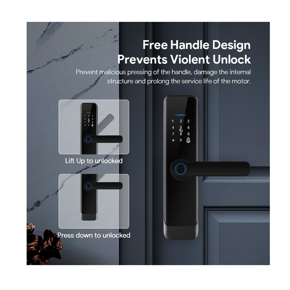 Smart TTlock for the Wooden Doors A270-GP - Silver/Black Color