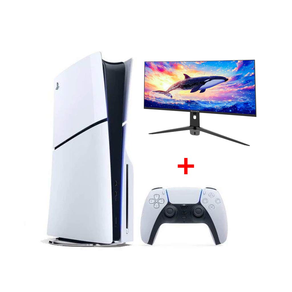 سوني بلايستيشن 5 سليم (PS5) وحدة تحكم أقراص مع شاشة ألعاب كيو اتش دي مقاس 27 بوصة