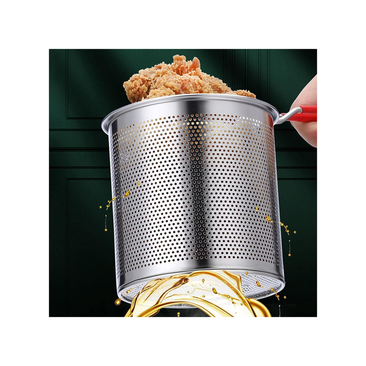مصفاة للقلي العميق مصنوعة من الفولاذ المقاوم للصدأ - 1.2 لتر