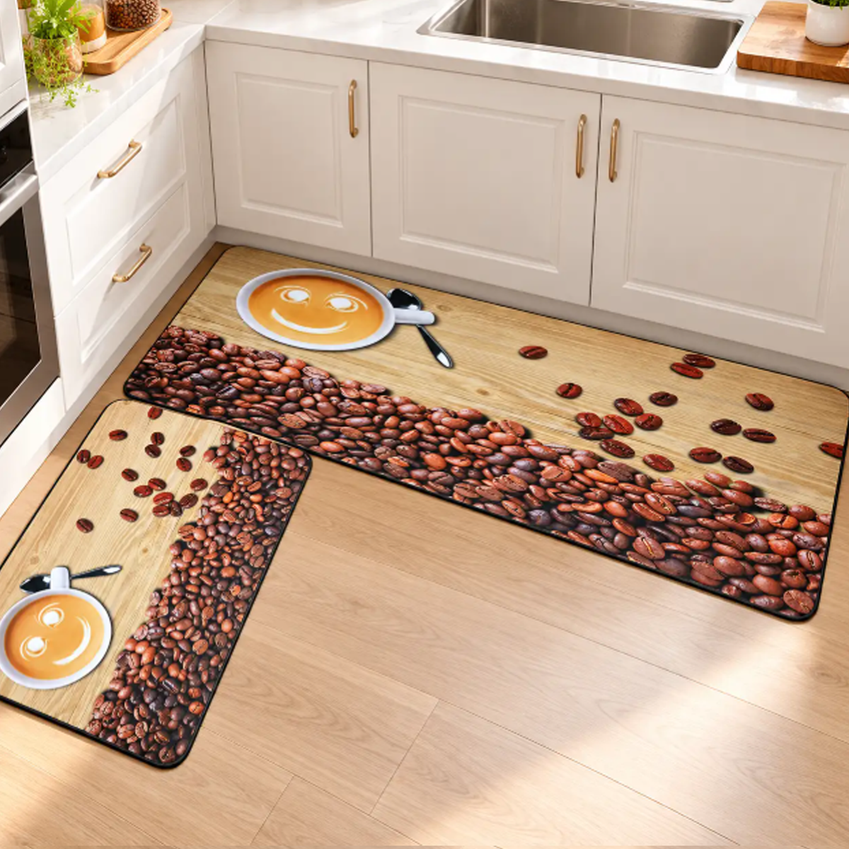 2-Piece Anti-Fatigue Kitchen Mat Set – K2239 - Coffee