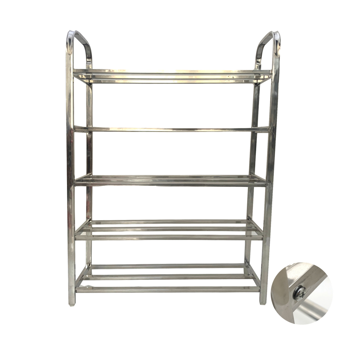 رف أحذية متعدد الطبقات من الفولاذ المقاوم للصدأ قابل للطي للأحذية والكتب والملابس وتخزين متعدد الأغراض – سعة 15 زوج – 5 طبقات