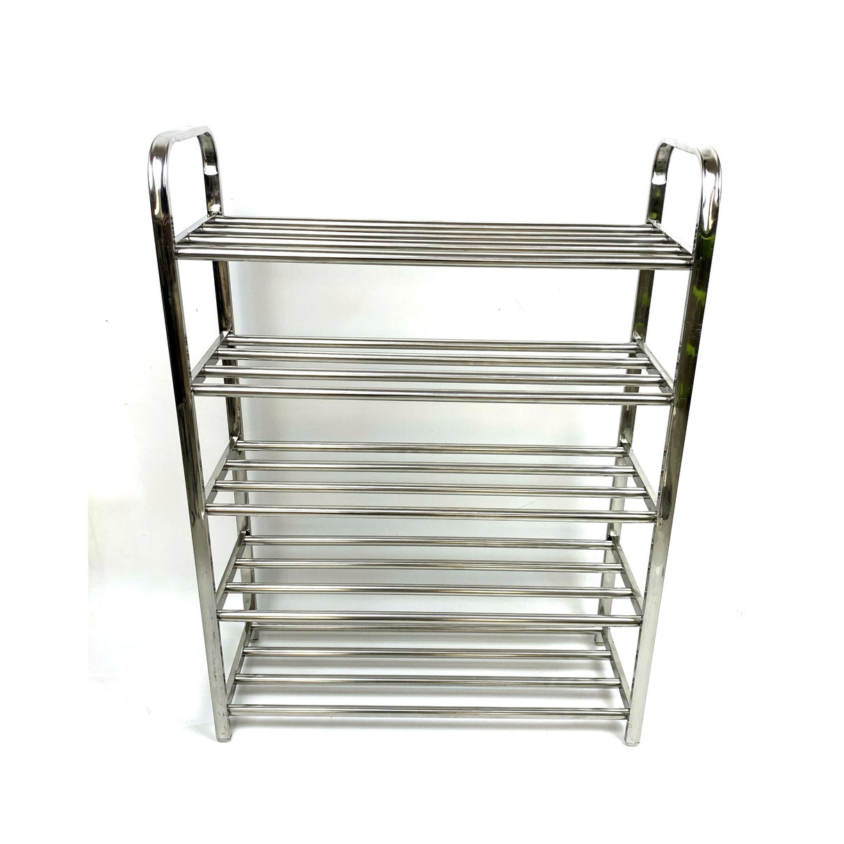 رف أحذية متعدد الطبقات من الفولاذ المقاوم للصدأ قابل للطي للأحذية والكتب والملابس وتخزين متعدد الأغراض – سعة 15 زوج – 5 طبقات