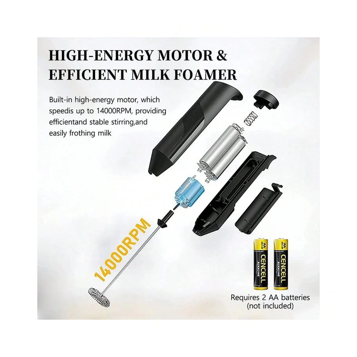 خافق حليب كهربائي مزود بحامل من الستانلس ستيل