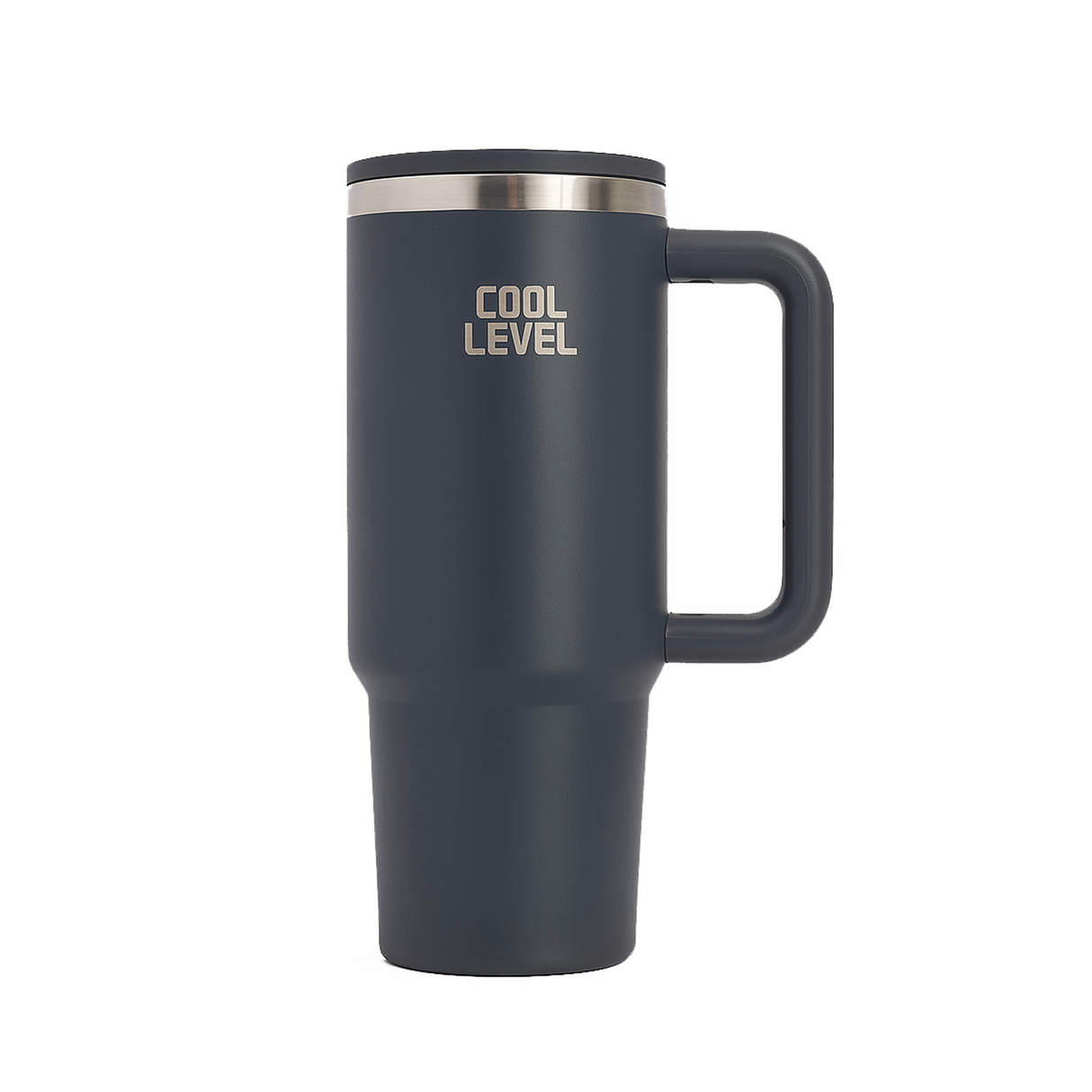 Cool Level Steel Mug With External Straw - 900ml - Gray