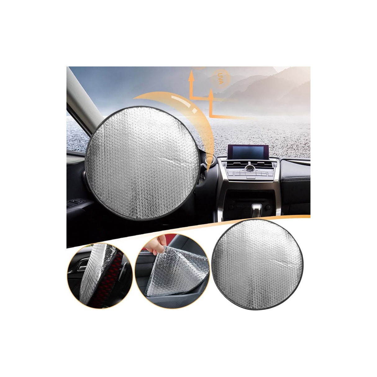 Steering Wheel Sunshade & Heat Shield – Reflective Car Steering Wheel Cover