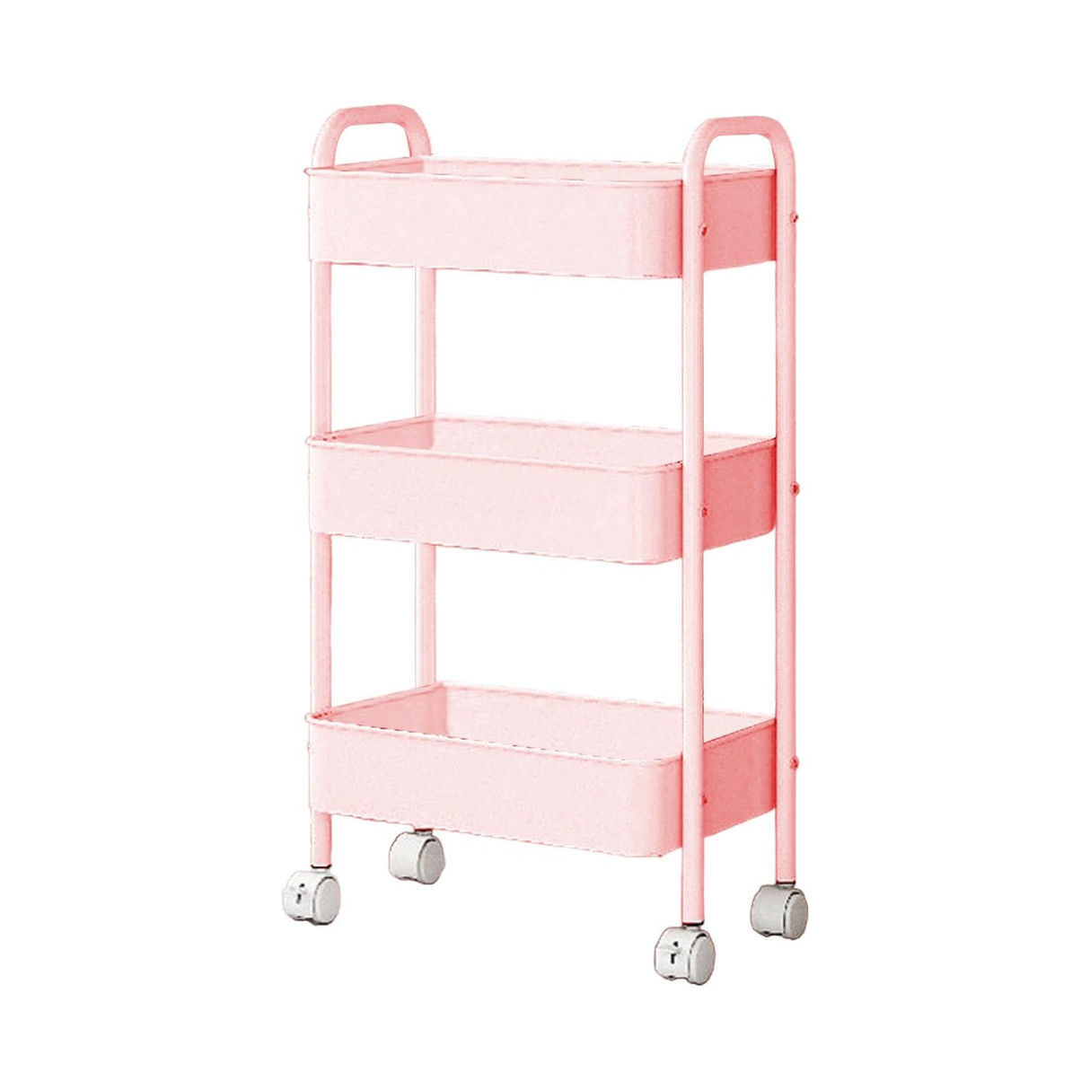 3-Tier Storage Roller Cart Shelf - Pink