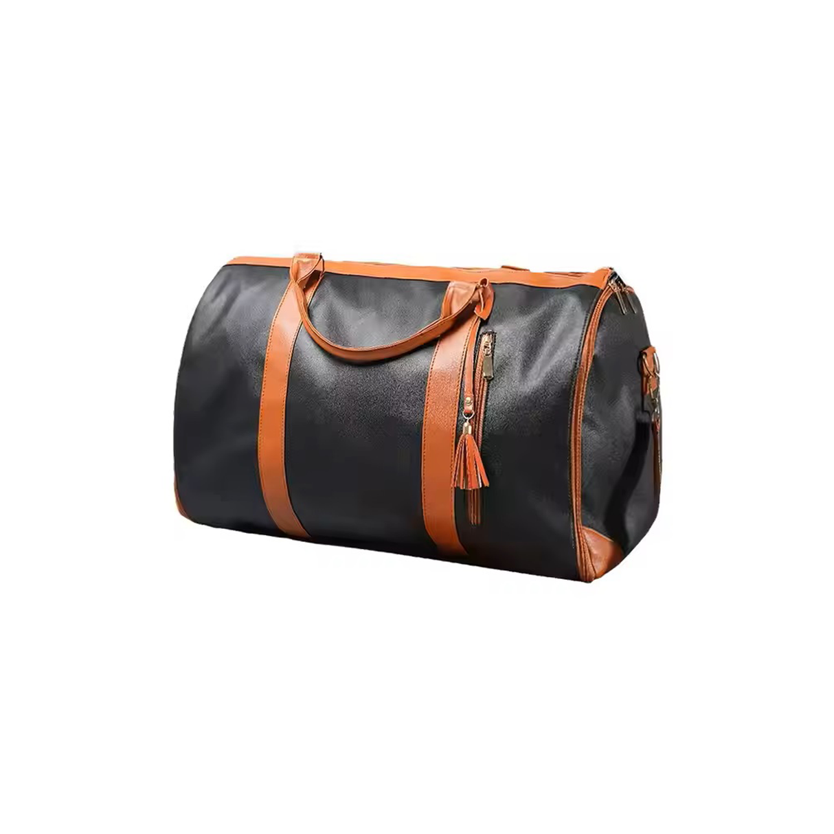 ستايلش شنطة سفر دفل جلد 2 في 1 وعلاقة ملابس مع قسم للأحذية - أسود